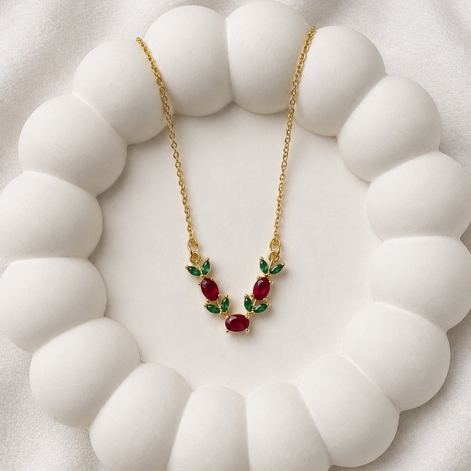 Ruby leaf necklace
