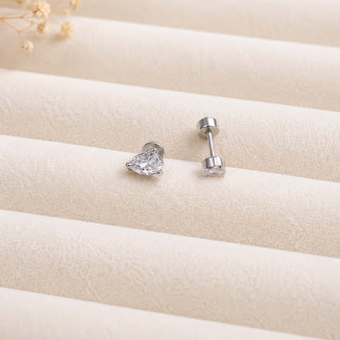 Pearl Drop silver Ball Back Studs