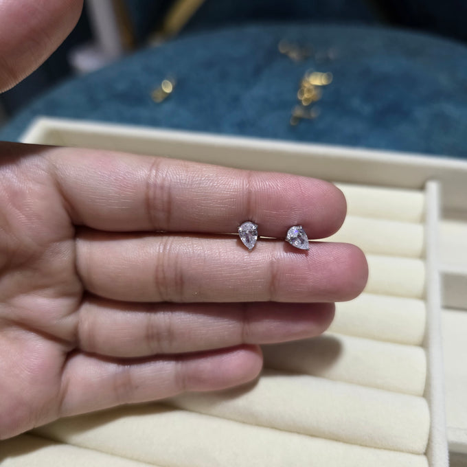 Pearl Drop silver Ball Back Studs