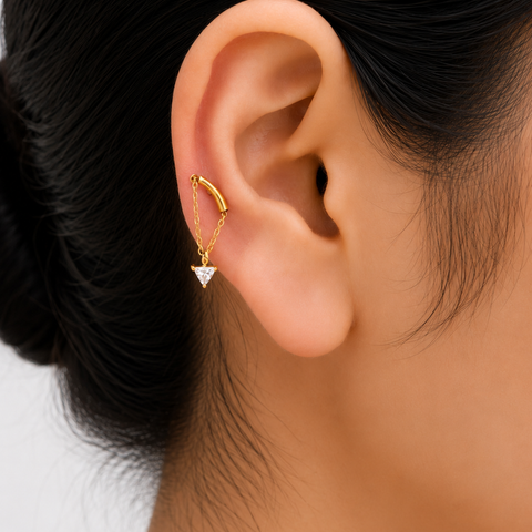 Crystal Triangle Chain Earrings