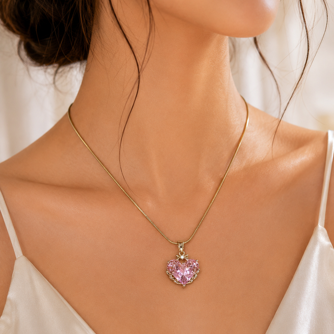 Rosy Charm Sparkle Necklace