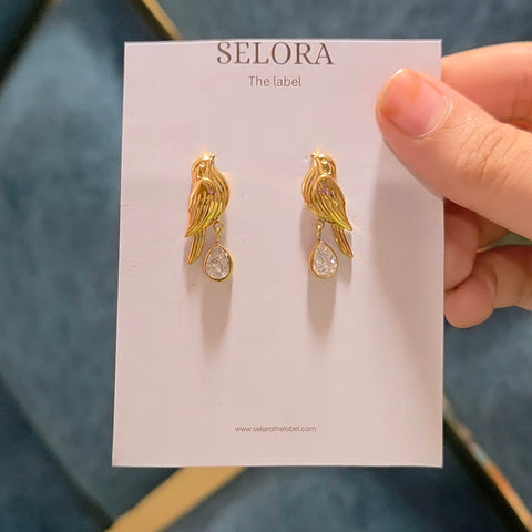 Golden Bird Drop Earrings