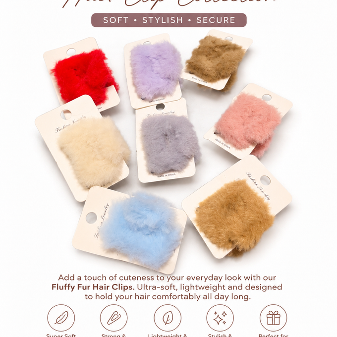 Fluffy Fur Hair Clips