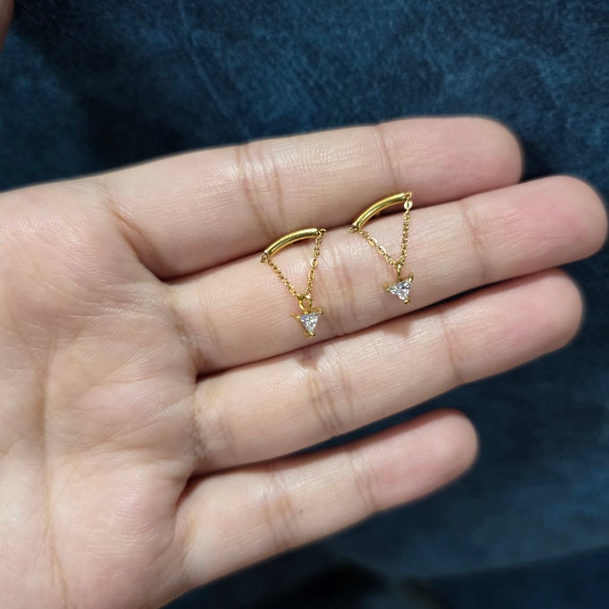 Crystal Triangle Chain Earrings