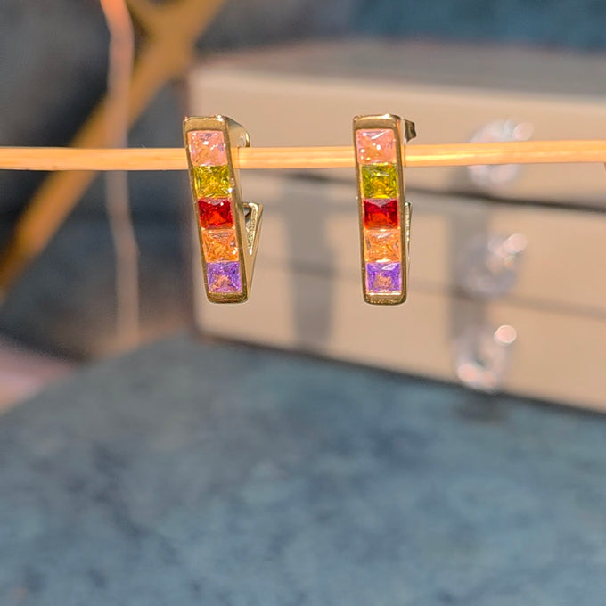 Rainbow V Bar Earrings