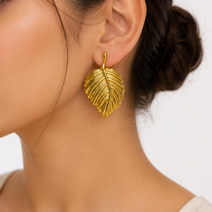 Golden Laurel Leaf Earrings