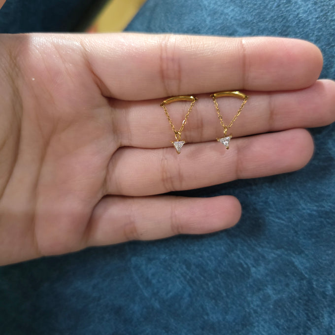 Crystal Triangle Chain Earrings