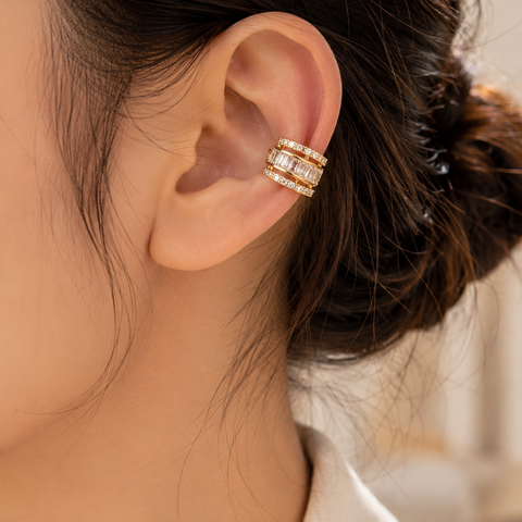 Crystal grid ear cuff