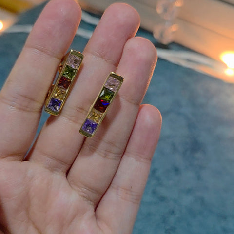 Rainbow V Bar Earrings