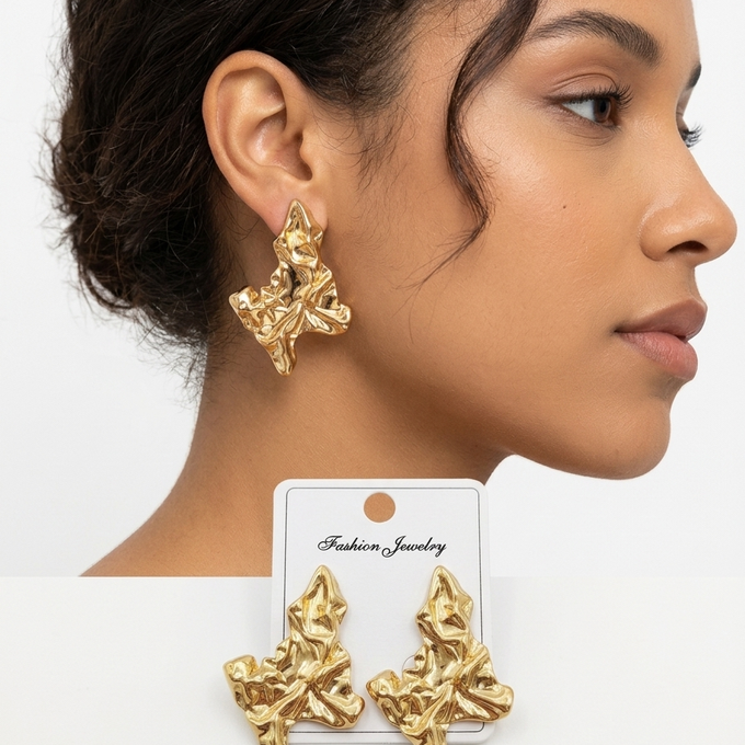 Melted Gold Statement Earrings