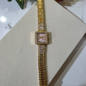 Pink dial diamond watch