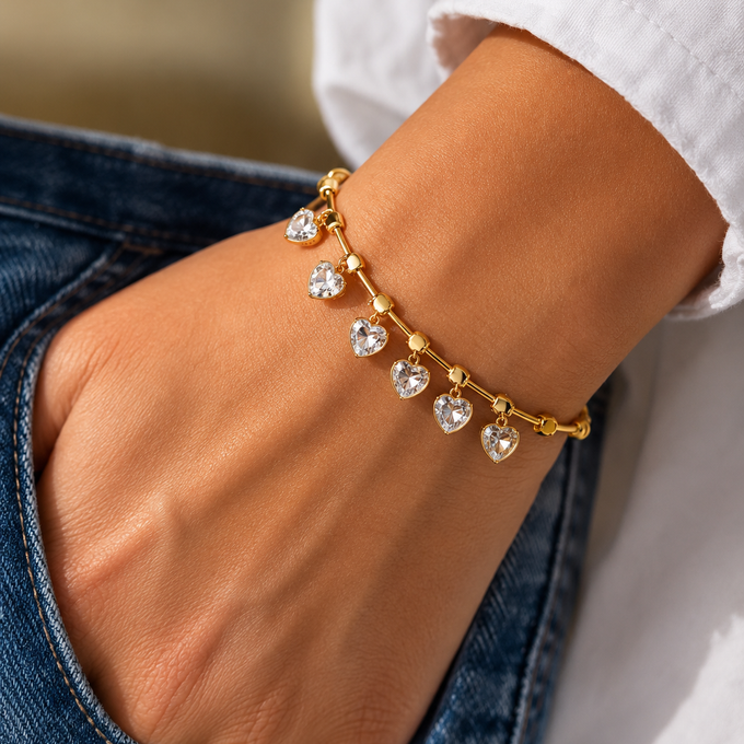 Crystal Heart Drop Bracelet