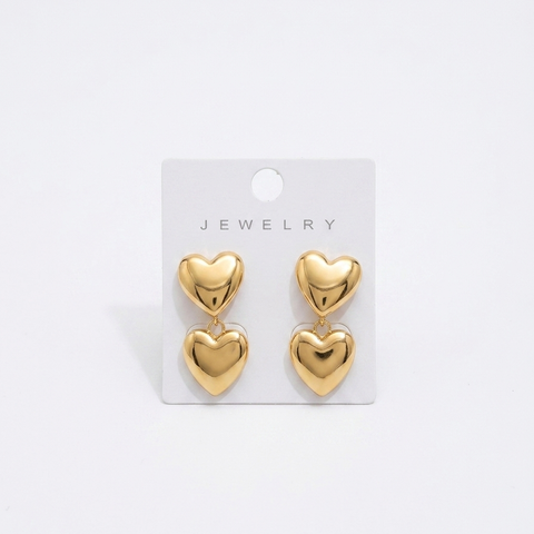 Double  Drop heart Earrings