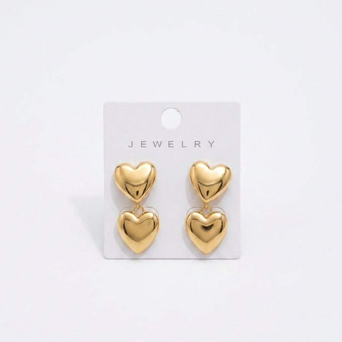 Double  Drop heart Earrings