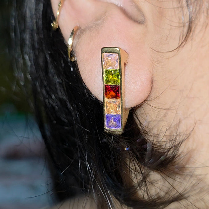 Rainbow V Bar Earrings