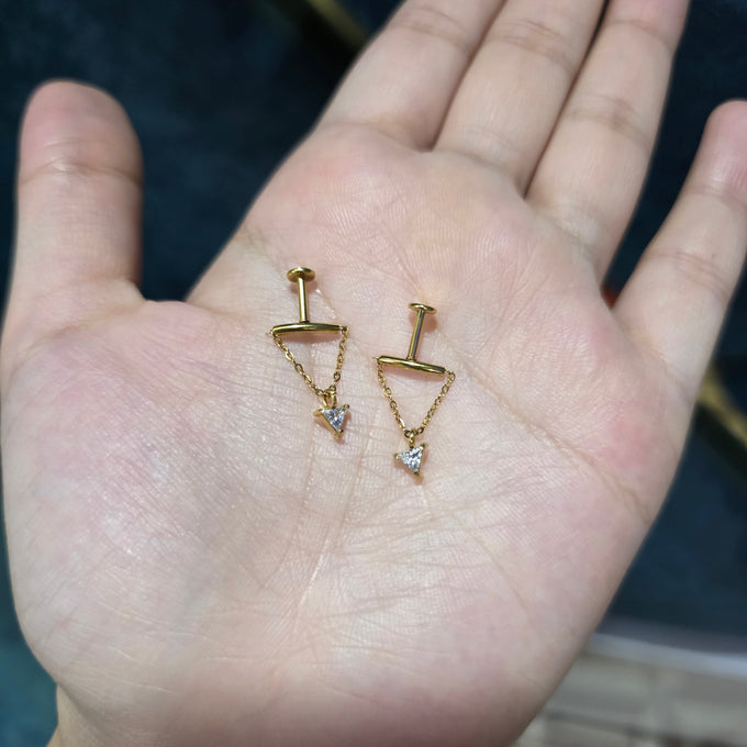 Crystal Triangle Chain Earrings